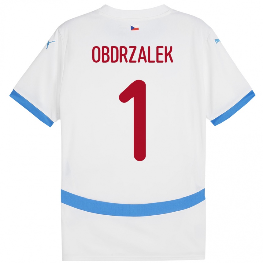 Kids Football Czech Republic Marek Obdrzalek #1 White Away Jersey 24-26 T-Shirt Za