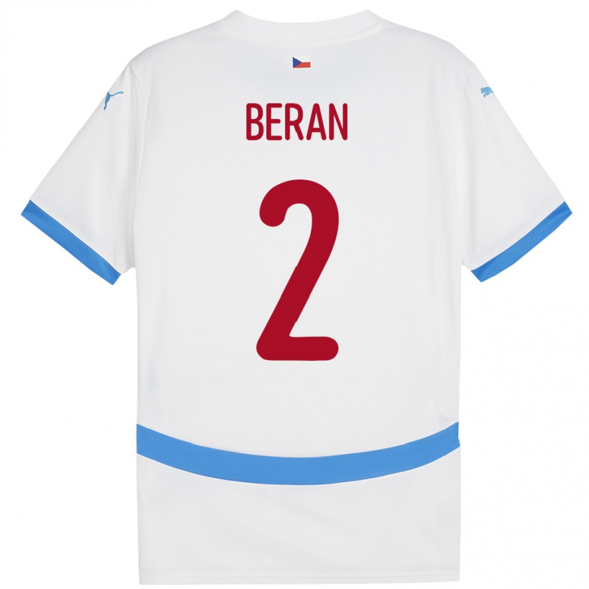 Kids Football Czech Republic Stepan Beran #2 White Away Jersey 24-26 T-Shirt Za