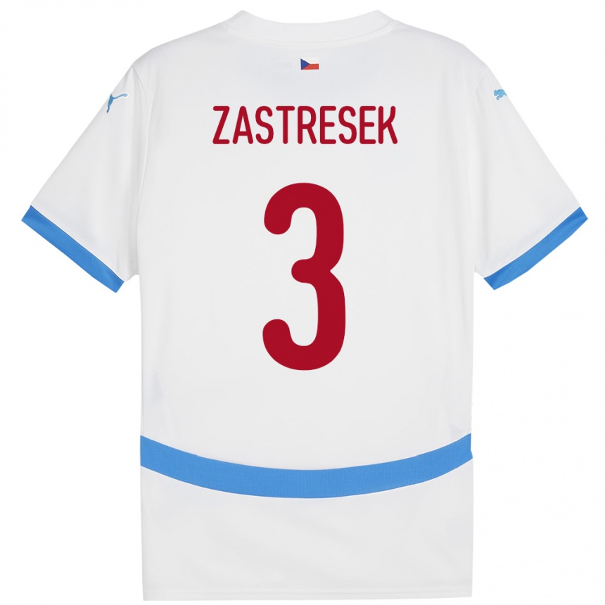 Kids Football Czech Republic Matous Zastresek #3 White Away Jersey 24-26 T-Shirt Za