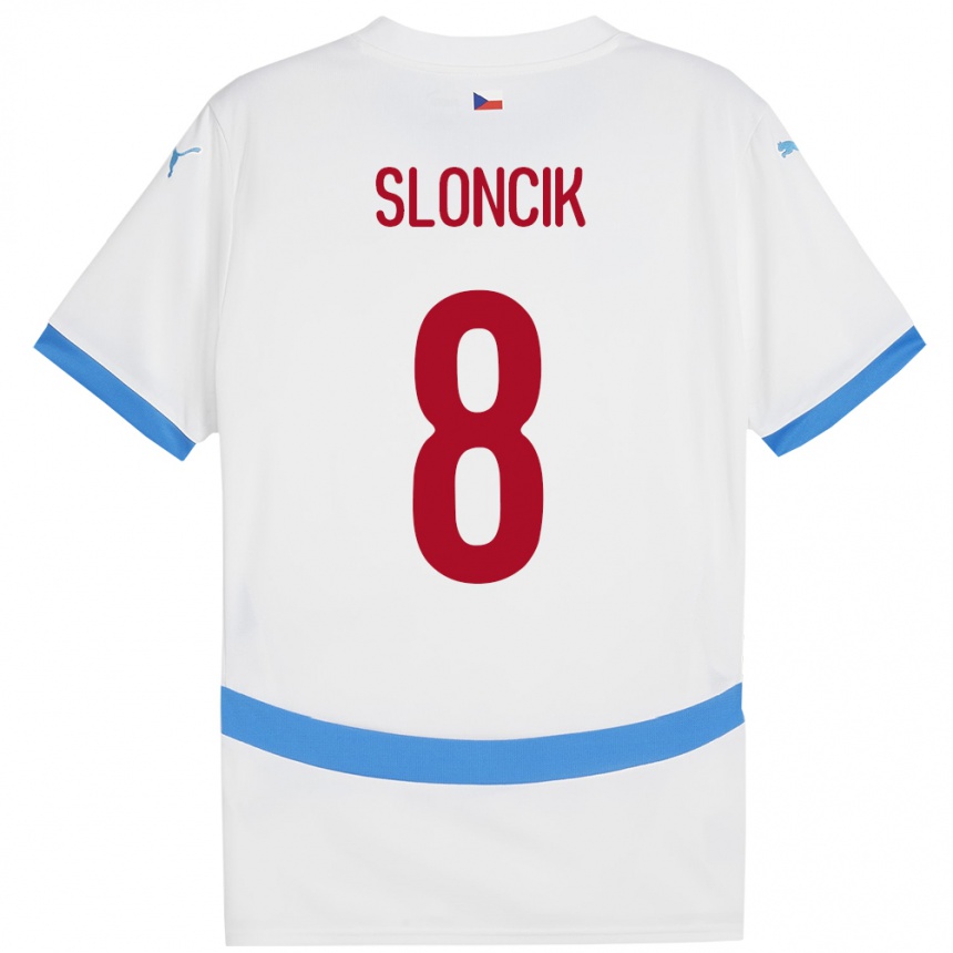 Kids Football Czech Republic Simon Sloncik #8 White Away Jersey 24-26 T-Shirt Za