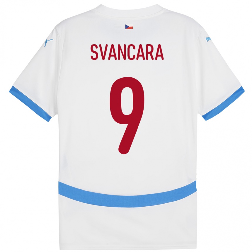 Kids Football Czech Republic Daniel Svancara #9 White Away Jersey 24-26 T-Shirt Za