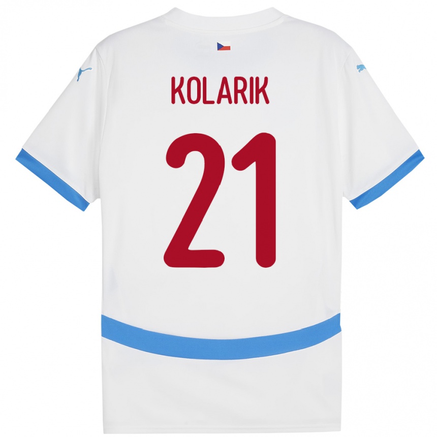 Kids Football Czech Republic Josef Kolarik #21 White Away Jersey 24-26 T-Shirt Za