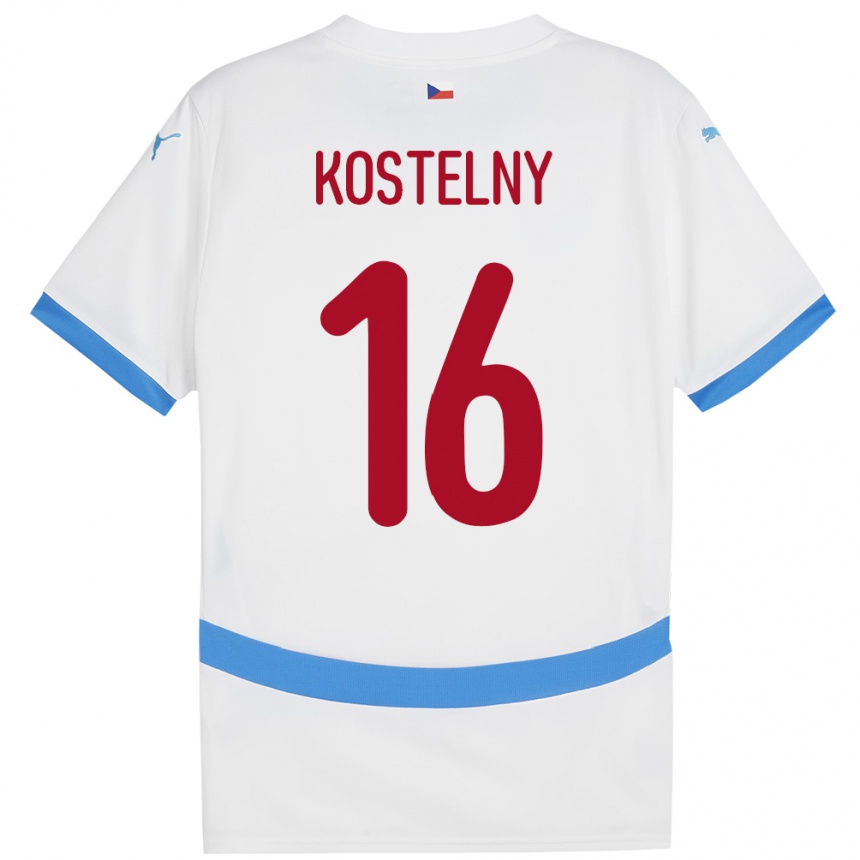 Kids Football Czech Republic Krystof Kostelny #16 White Away Jersey 24-26 T-Shirt Za