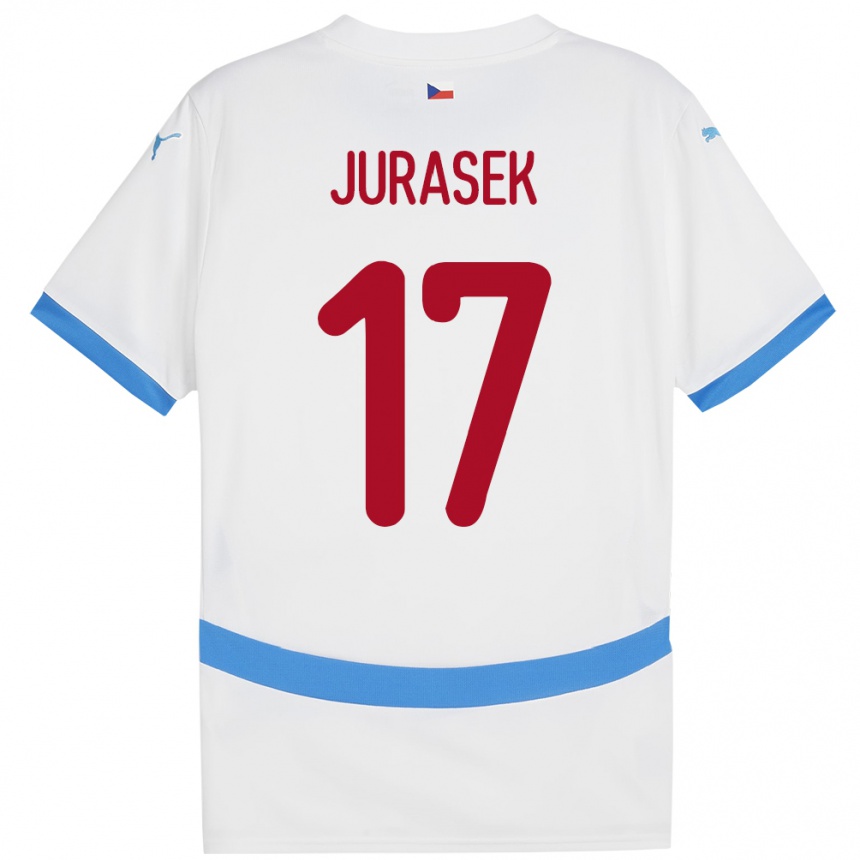 Kids Football Czech Republic Patrik Jurasek #17 White Away Jersey 24-26 T-Shirt Za