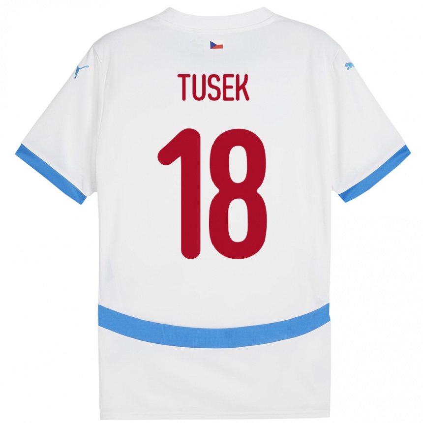 Kids Football Czech Republic Adam Tusek #18 White Away Jersey 24-26 T-Shirt Za