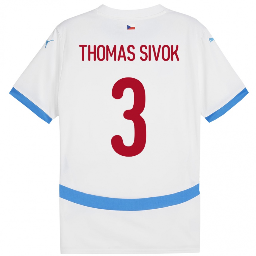 Kids Football Czech Republic Andre Thomas Sivok #3 White Away Jersey 24-26 T-Shirt Za