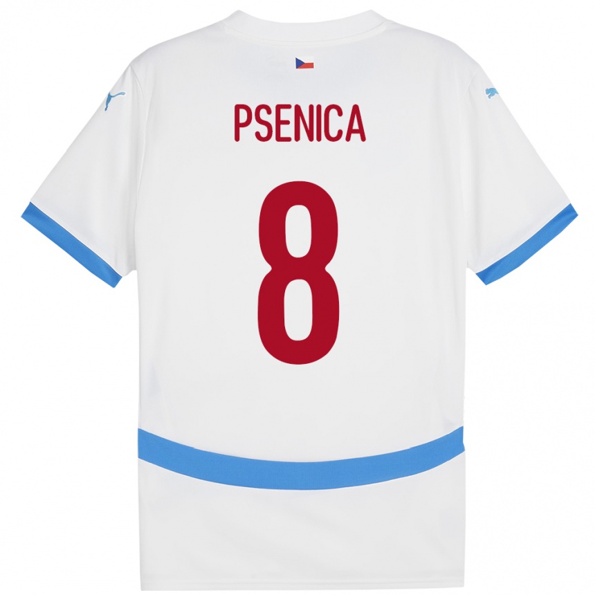 Kids Football Czech Republic Jiri Psenica #8 White Away Jersey 24-26 T-Shirt Za