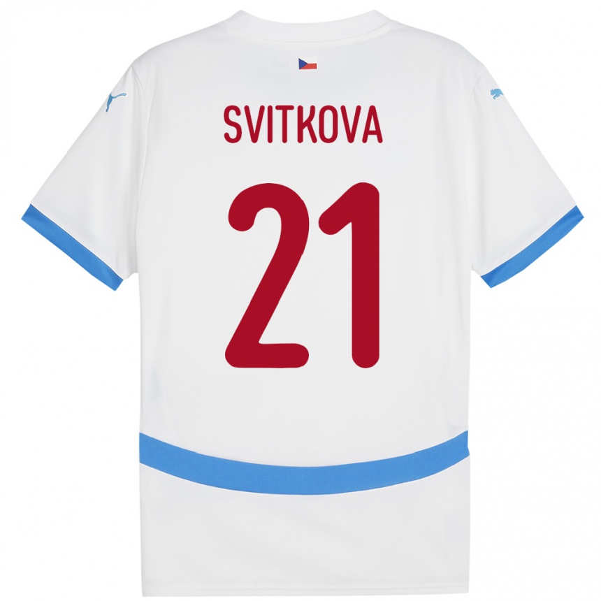 Kids Football Czech Republic Kateřina Svitková #21 White Away Jersey 24-26 T-Shirt Za