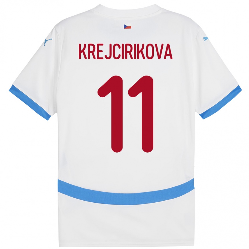 Kids Football Czech Republic Tereza Krejčiříková #11 White Away Jersey 24-26 T-Shirt Za