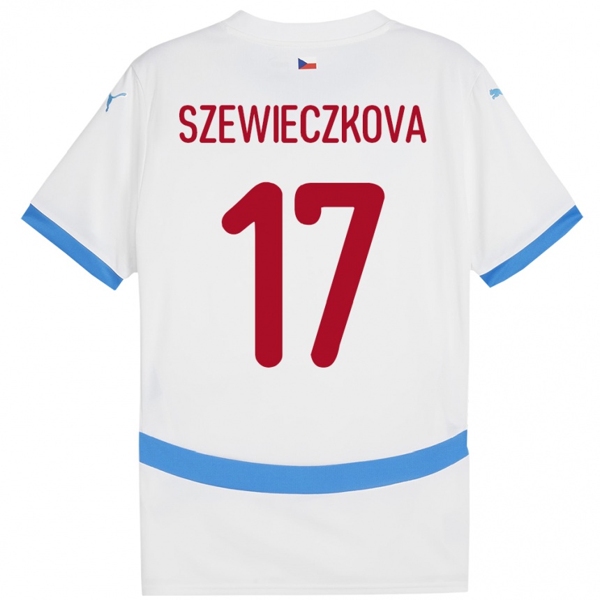 Kids Football Czech Republic Tereza Szewieczková #17 White Away Jersey 24-26 T-Shirt Za