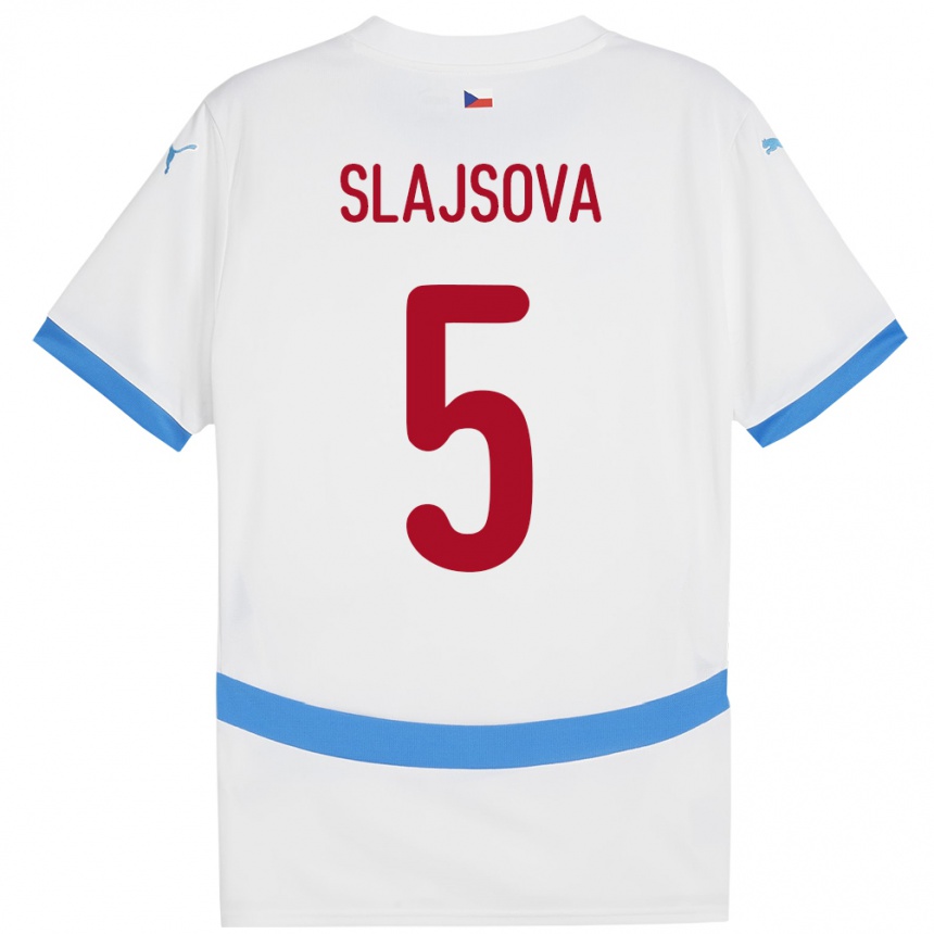 Kids Football Czech Republic Gabriela Šlajsová #5 White Away Jersey 24-26 T-Shirt Za