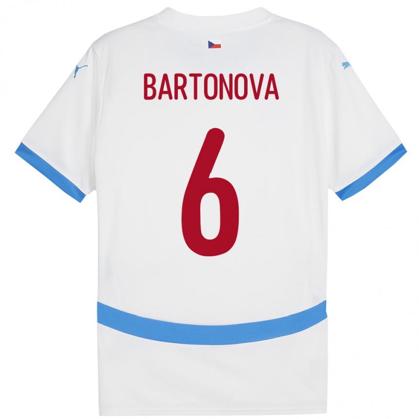 Kids Football Czech Republic Eva Bartoňová #6 White Away Jersey 24-26 T-Shirt Za