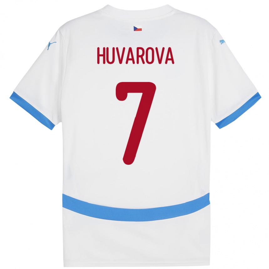 Kids Football Czech Republic Dominika Huvarová #7 White Away Jersey 24-26 T-Shirt Za