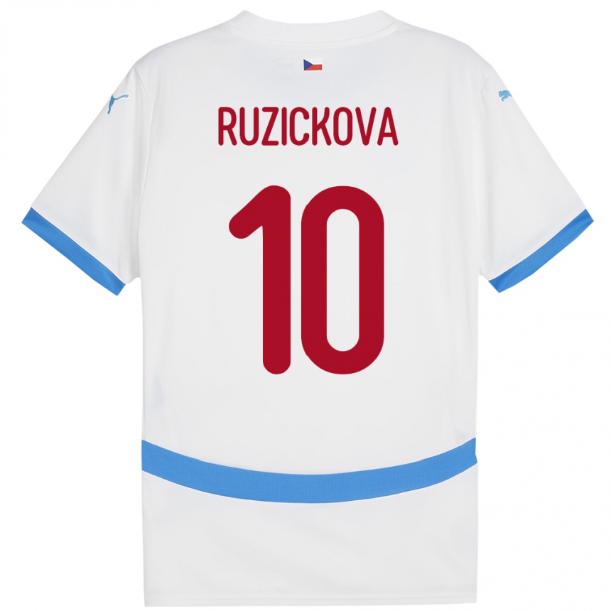 Kids Football Czech Republic Kristýna Růžičková #10 White Away Jersey 24-26 T-Shirt Za