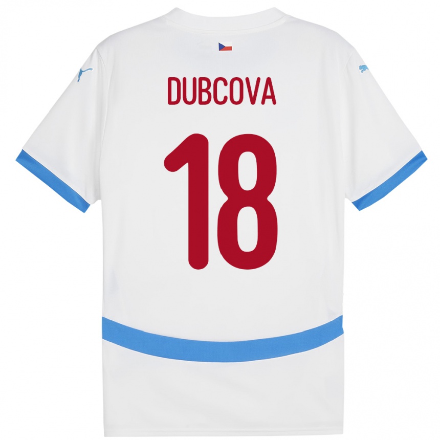 Kids Football Czech Republic Kamila Dubcová #18 White Away Jersey 24-26 T-Shirt Za