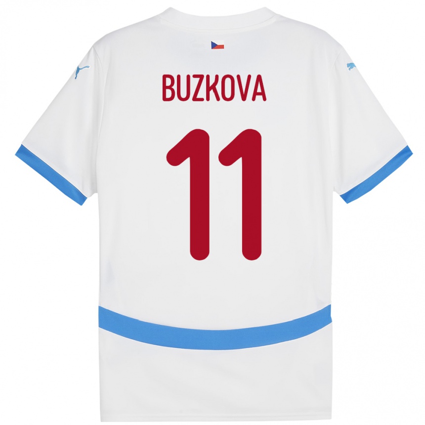 Kids Football Czech Republic Kateřina Bužková #11 White Away Jersey 24-26 T-Shirt Za