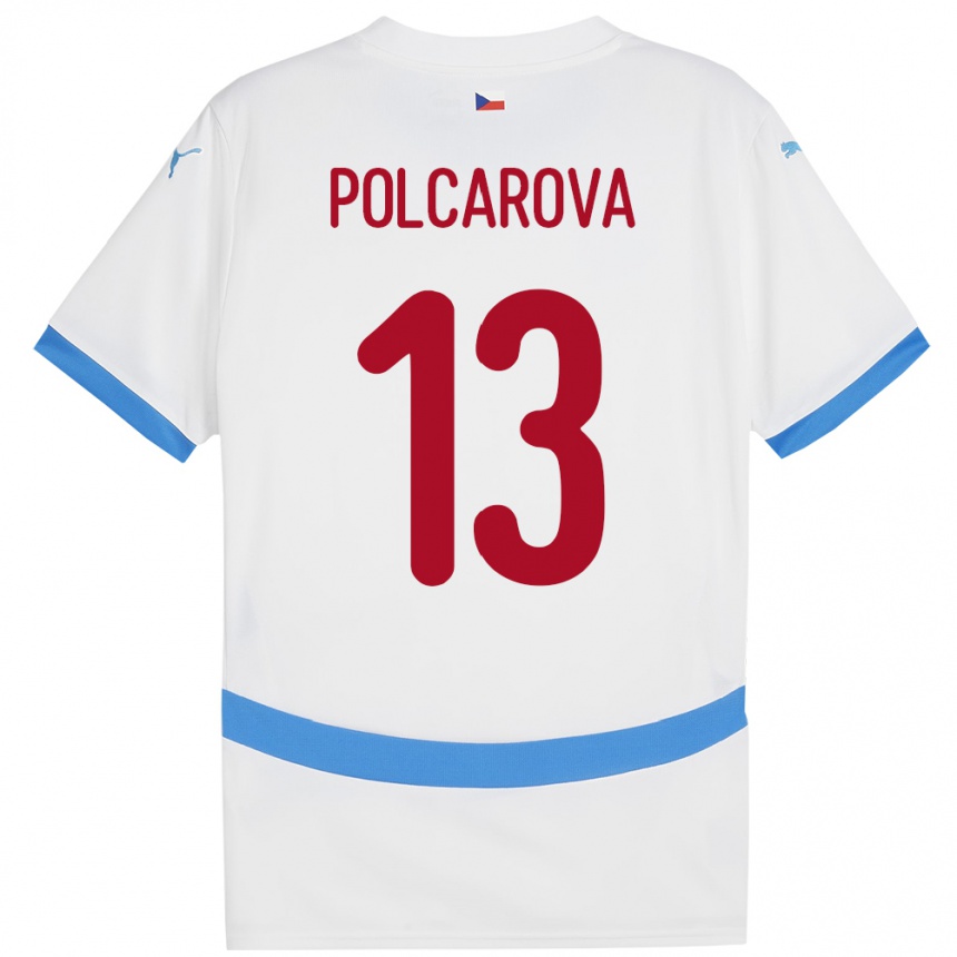 Kids Football Czech Republic Barbora Polcarová #13 White Away Jersey 24-26 T-Shirt Za