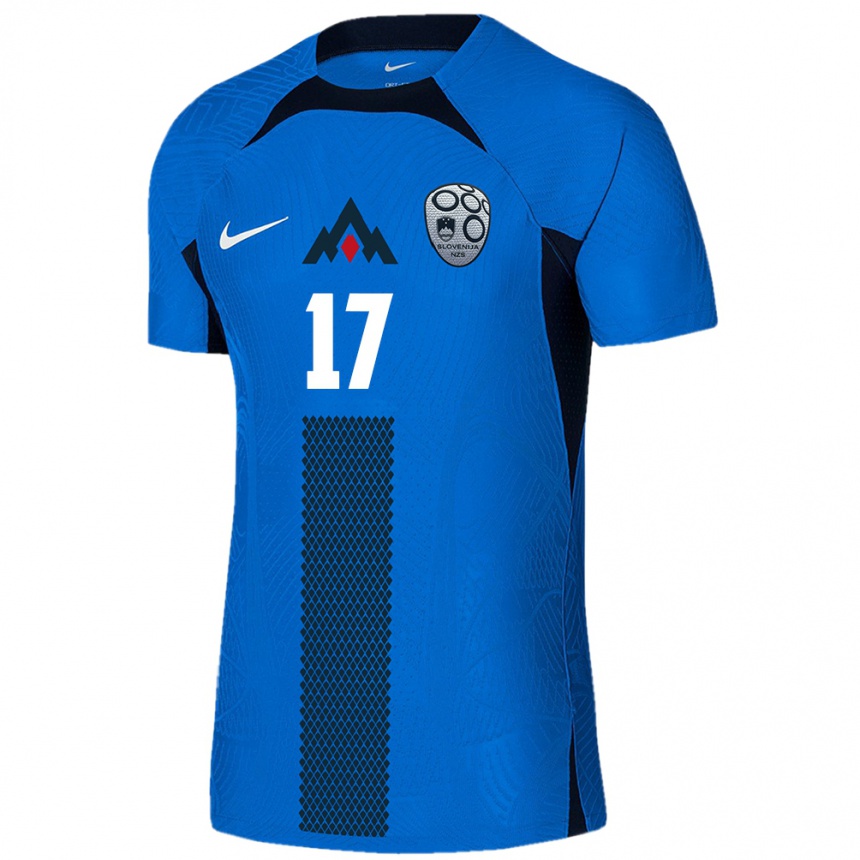 Kids Football Slovenia Jan Mlakar #17 Blue Away Jersey 24-26 T-Shirt Za