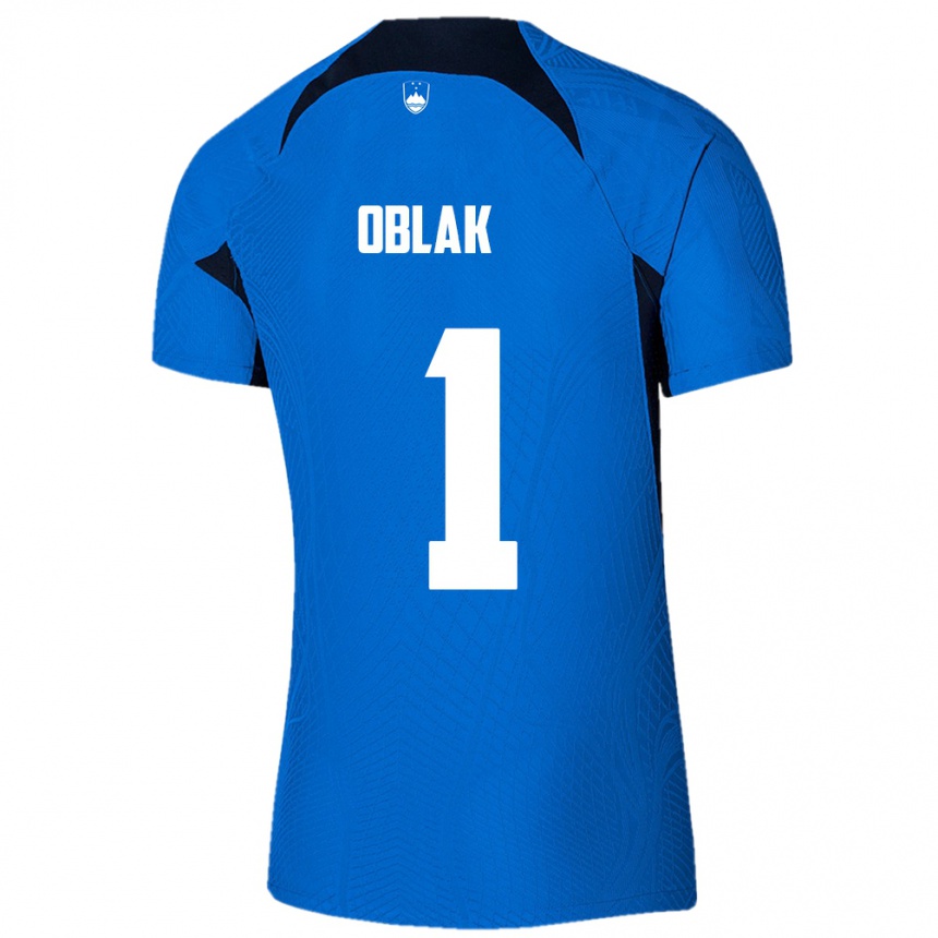 Kids Football Slovenia Jan Oblak #1 Blue Away Jersey 24-26 T-Shirt Za