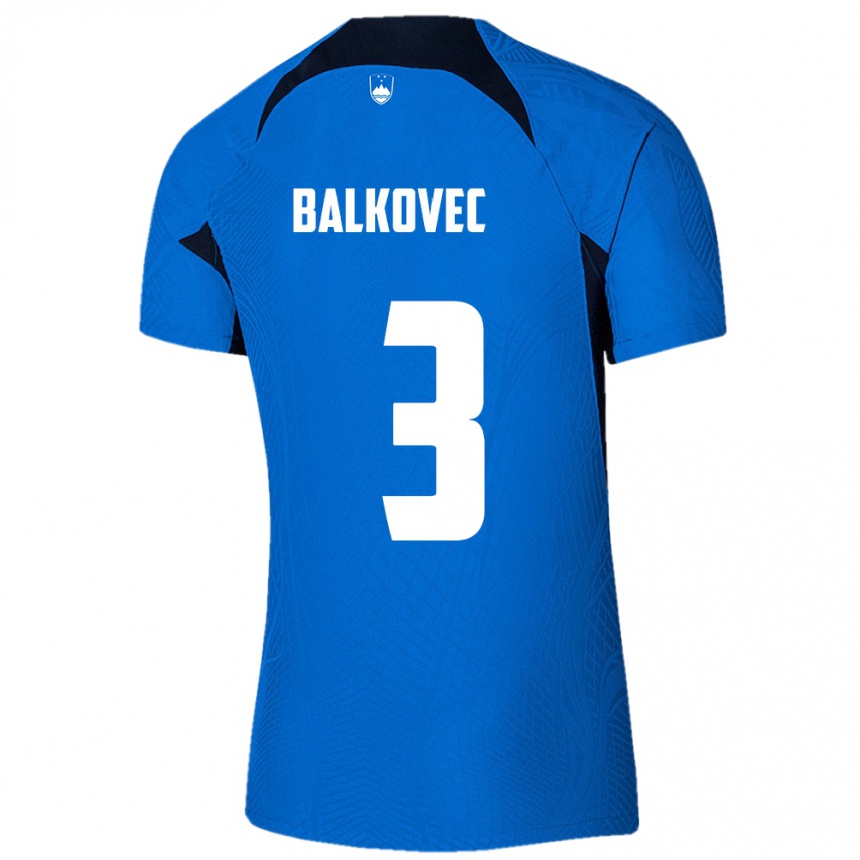 Kids Football Slovenia Jure Balkovec #3 Blue Away Jersey 24-26 T-Shirt Za