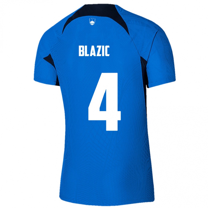 Kids Football Slovenia Miha Blazic #4 Blue Away Jersey 24-26 T-Shirt Za