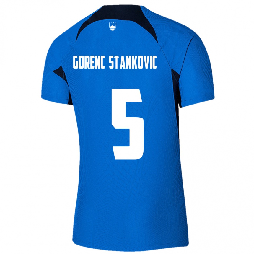 Kids Football Slovenia Jon Gorenc Stankovic #5 Blue Away Jersey 24-26 T-Shirt Za