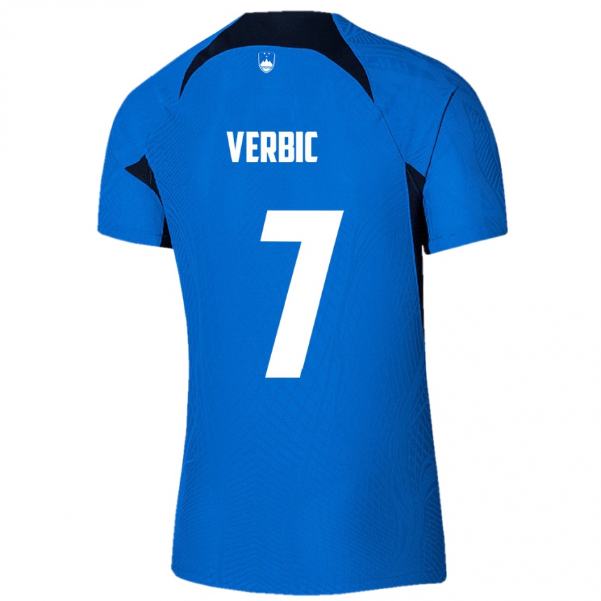 Kids Football Slovenia Benjamin Verbic #7 Blue Away Jersey 24-26 T-Shirt Za