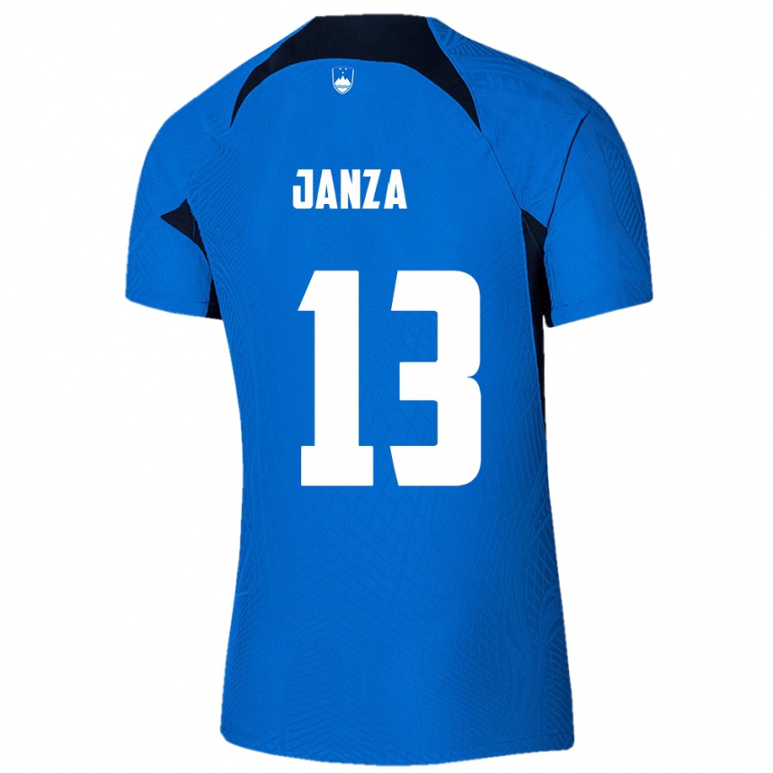 Kids Football Slovenia Erik Janza #13 Blue Away Jersey 24-26 T-Shirt Za