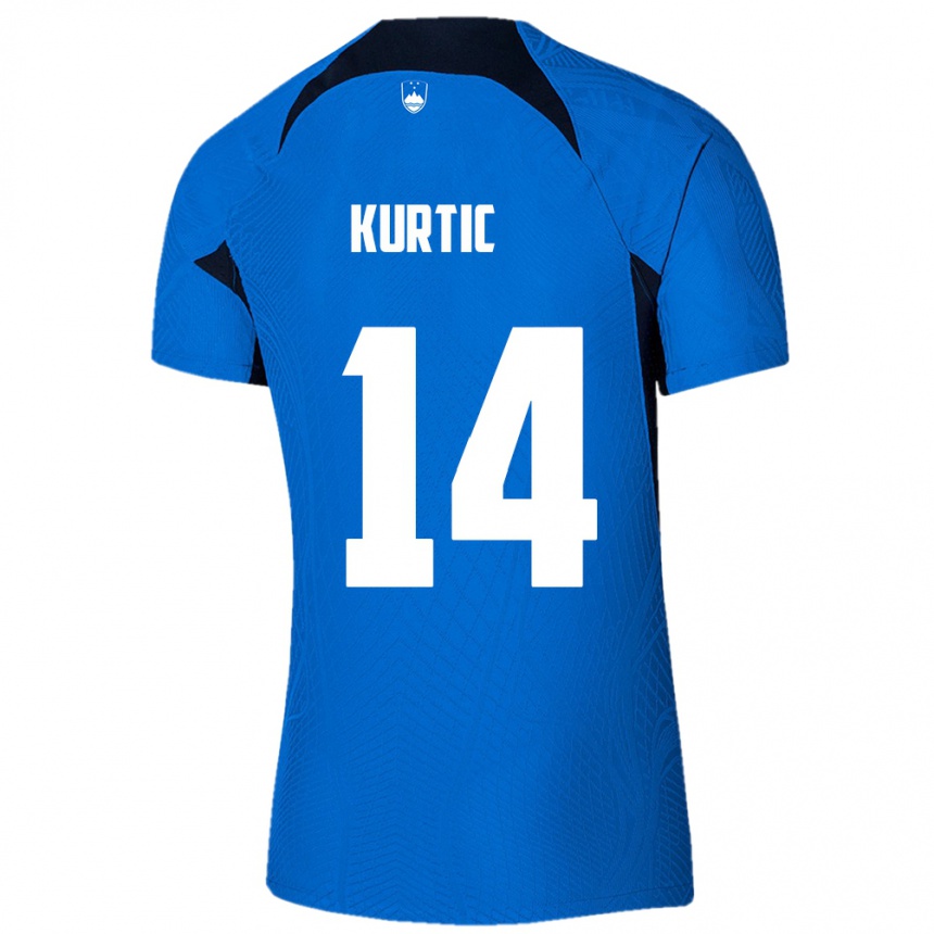 Kids Football Slovenia Jasmin Kurtic #14 Blue Away Jersey 24-26 T-Shirt Za