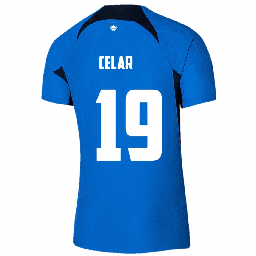 Kids Football Slovenia Zan Celar #19 Blue Away Jersey 24-26 T-Shirt Za