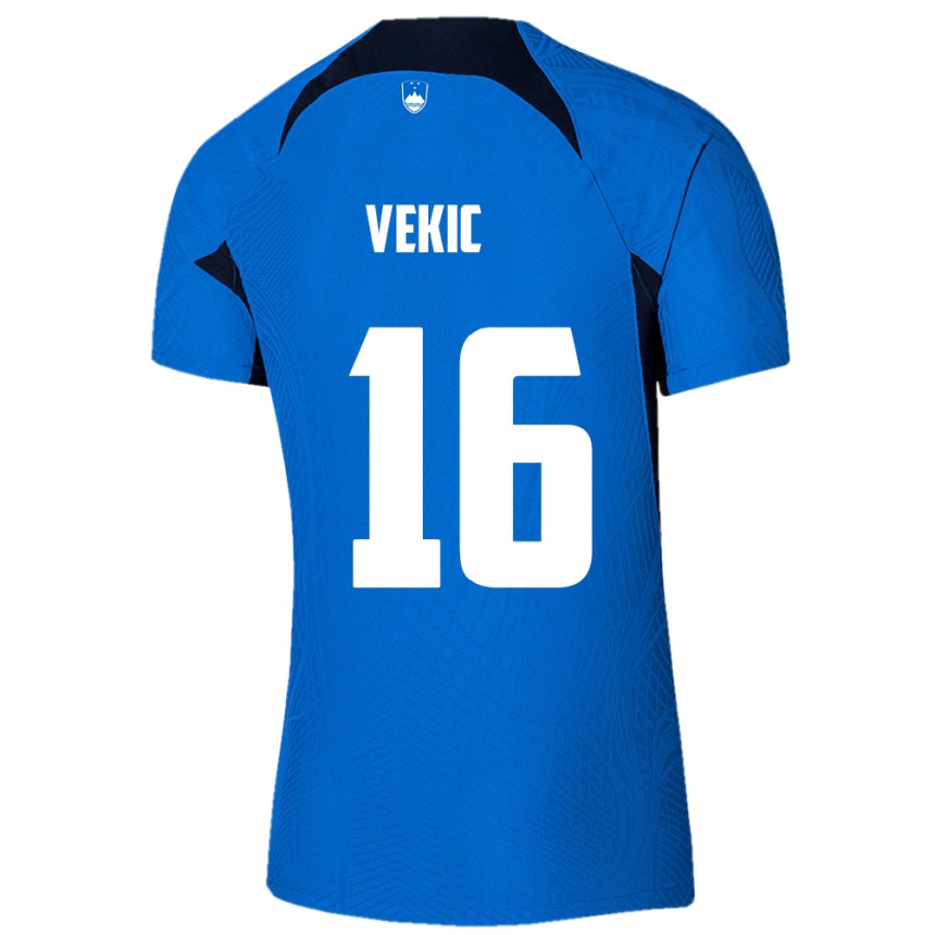 Kids Football Slovenia Igor Vekic #16 Blue Away Jersey 24-26 T-Shirt Za