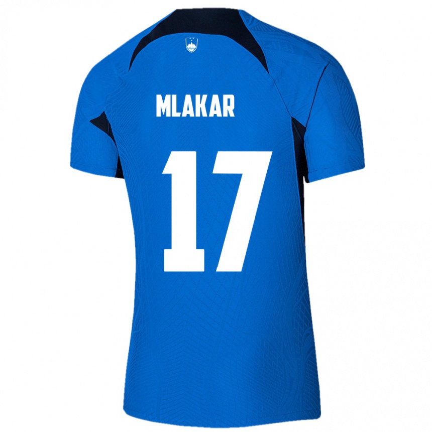 Kids Football Slovenia Jan Mlakar #17 Blue Away Jersey 24-26 T-Shirt Za