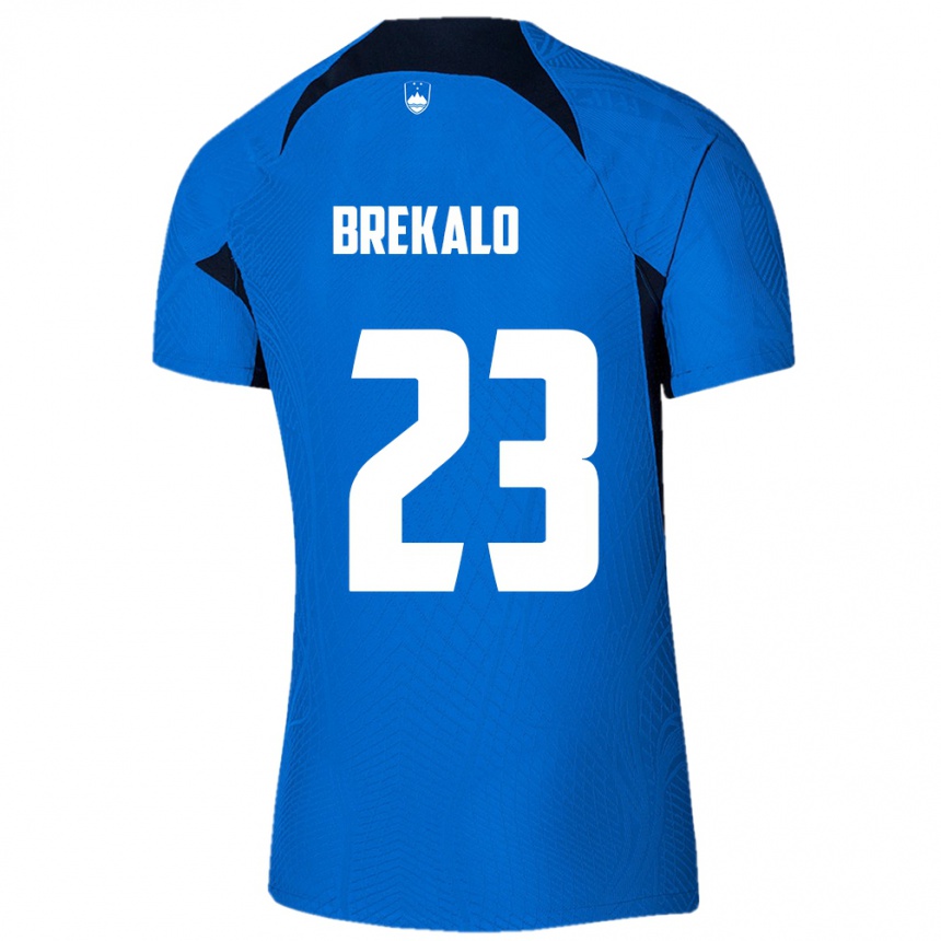 Kids Football Slovenia David Brekalo #23 Blue Away Jersey 24-26 T-Shirt Za