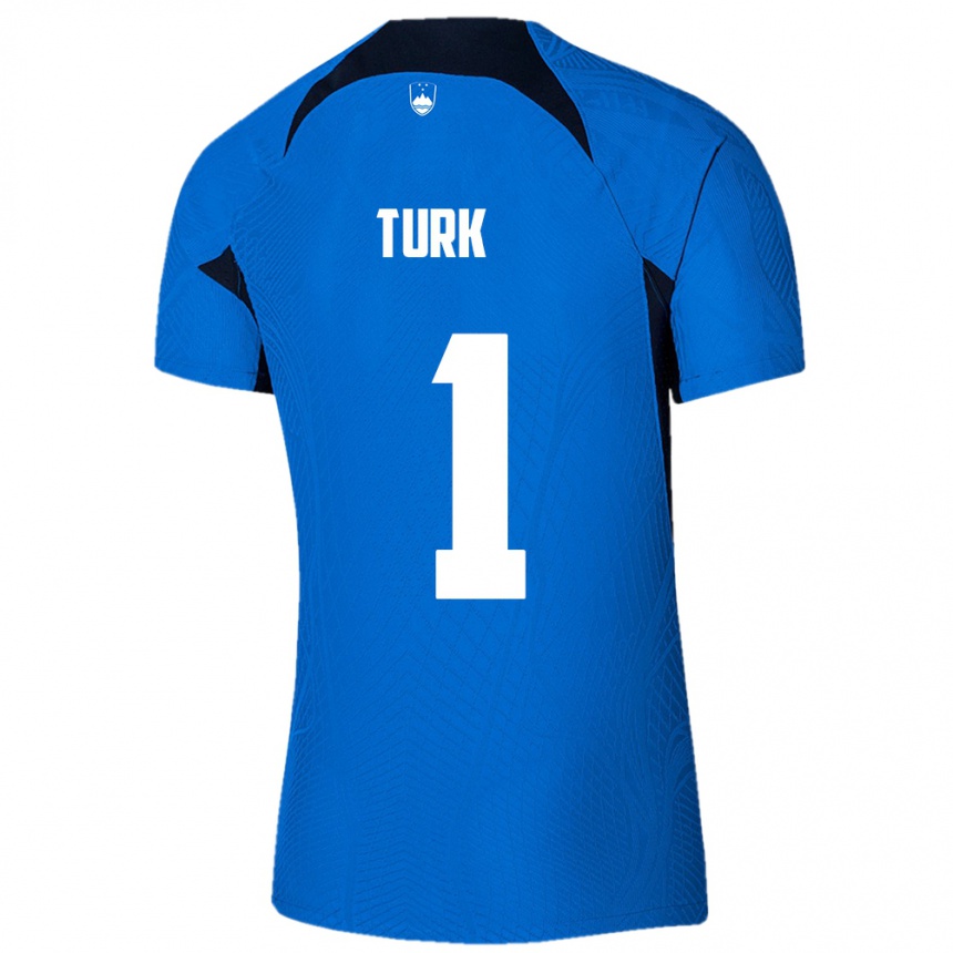 Kids Football Slovenia Martin Turk #1 Blue Away Jersey 24-26 T-Shirt Za