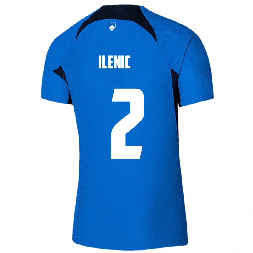 Kids Football Slovenia Mitja Ilenic #2 Blue Away Jersey 24-26 T-Shirt Za