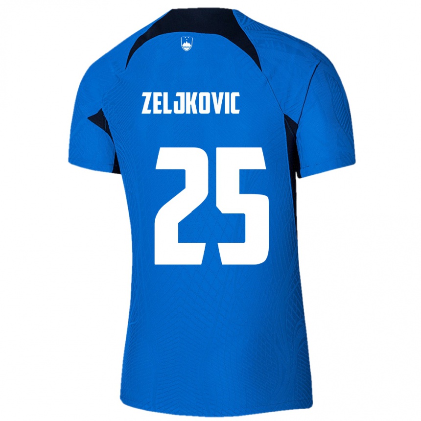 Kids Football Slovenia Adrian Zeljkovic #25 Blue Away Jersey 24-26 T-Shirt Za