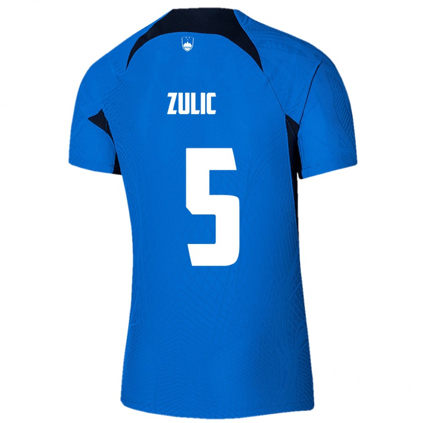 Kids Football Slovenia Anel Zulic #5 Blue Away Jersey 24-26 T-Shirt Za