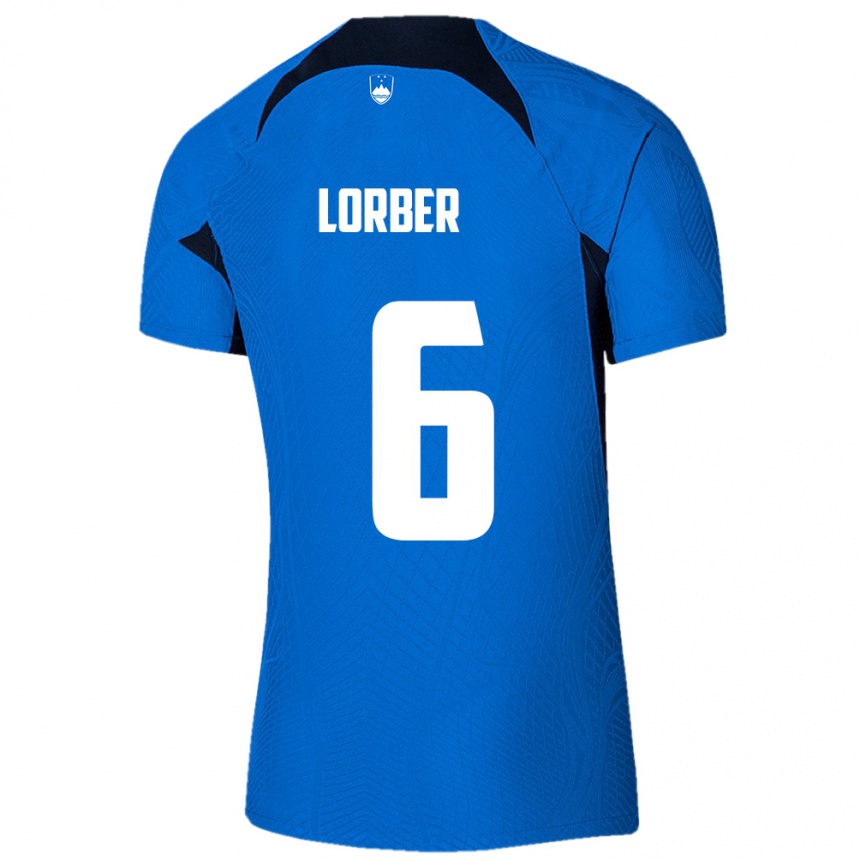 Kids Football Slovenia Marcel Lorber #6 Blue Away Jersey 24-26 T-Shirt Za