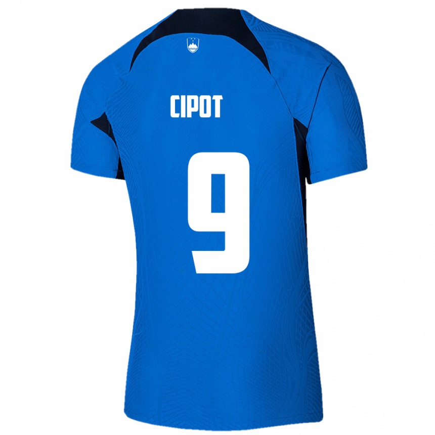 Kids Football Slovenia Tio Cipot #9 Blue Away Jersey 24-26 T-Shirt Za