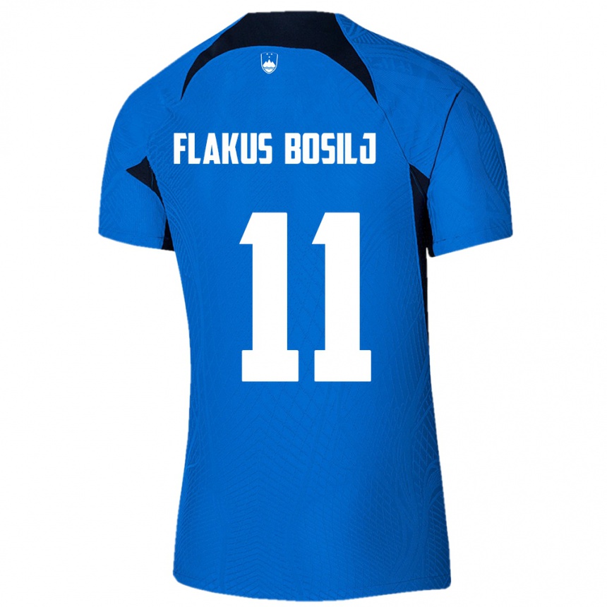 Kids Football Slovenia David Flakus Bosilj #11 Blue Away Jersey 24-26 T-Shirt Za