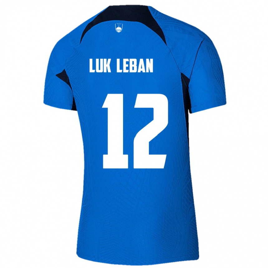 Kids Football Slovenia Zan Luk Leban #12 Blue Away Jersey 24-26 T-Shirt Za