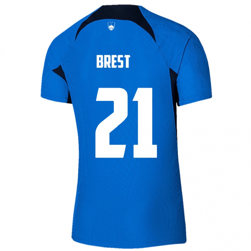 Kids Football Slovenia Marko Brest #21 Blue Away Jersey 24-26 T-Shirt Za