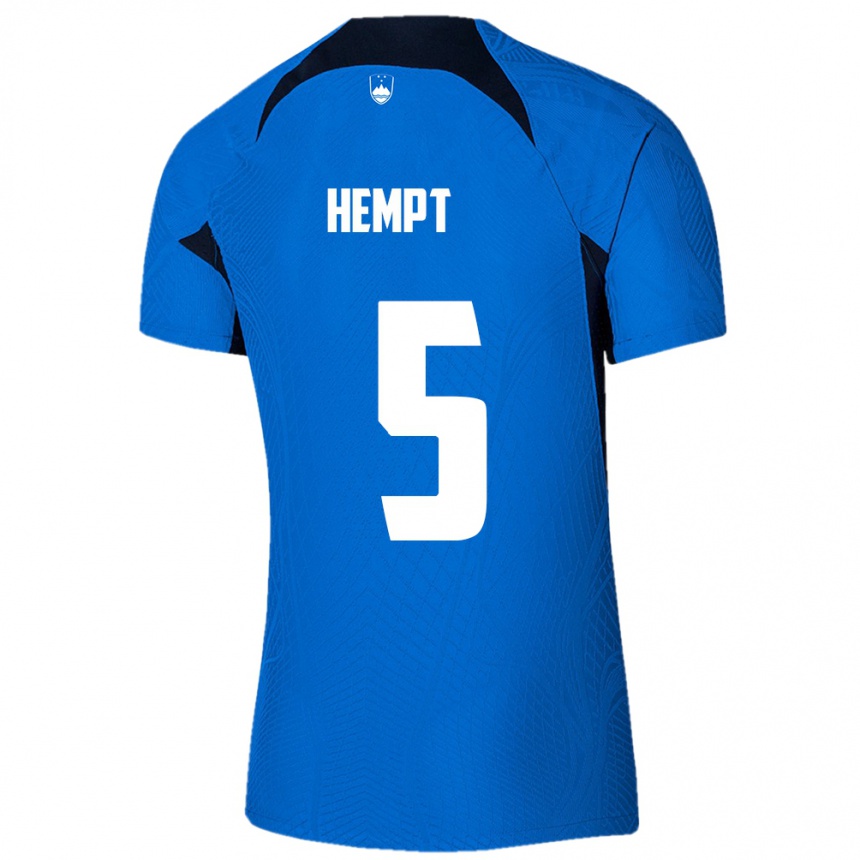 Kids Football Slovenia Lukas Hempt #5 Blue Away Jersey 24-26 T-Shirt Za