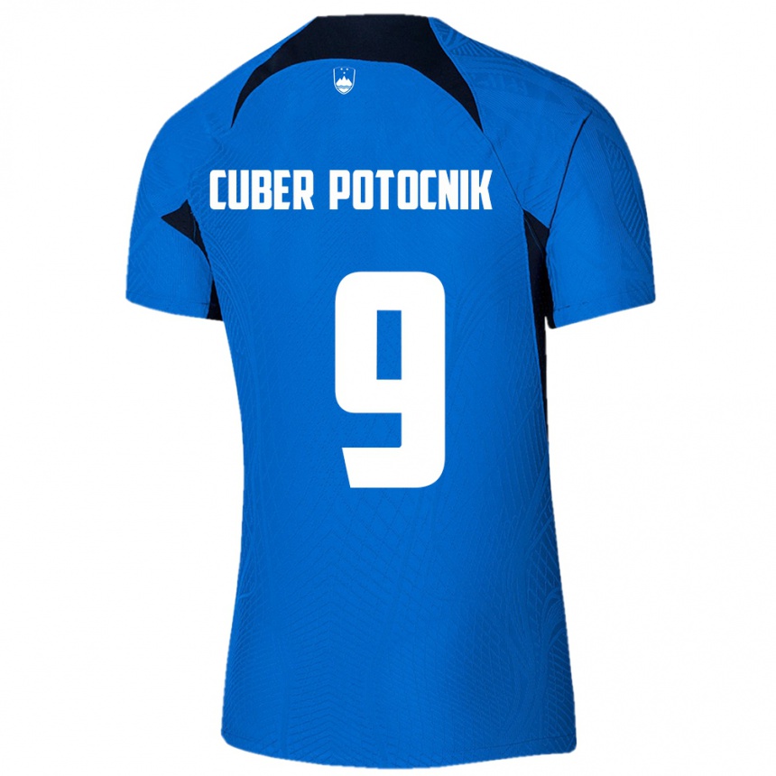 Kids Football Slovenia Jaka Cuber Potocnik #9 Blue Away Jersey 24-26 T-Shirt Za