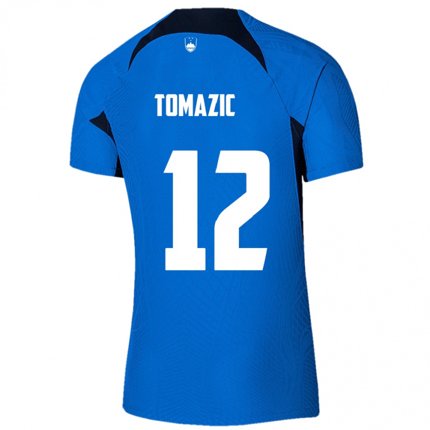 Kids Football Slovenia Lukas Tomazic #12 Blue Away Jersey 24-26 T-Shirt Za