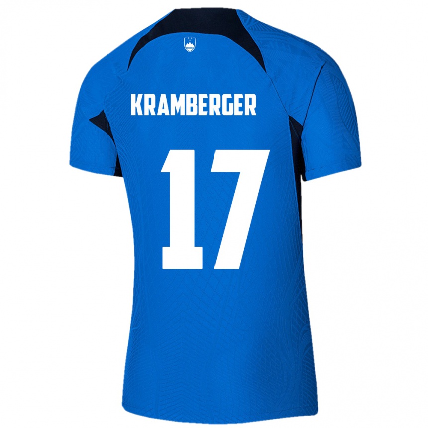 Kids Football Slovenia Enej Kramberger #17 Blue Away Jersey 24-26 T-Shirt Za