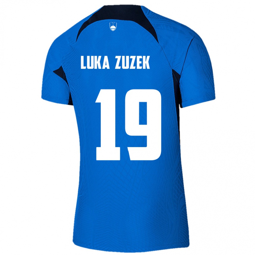 Kids Football Slovenia Zan Luka Zuzek #19 Blue Away Jersey 24-26 T-Shirt Za