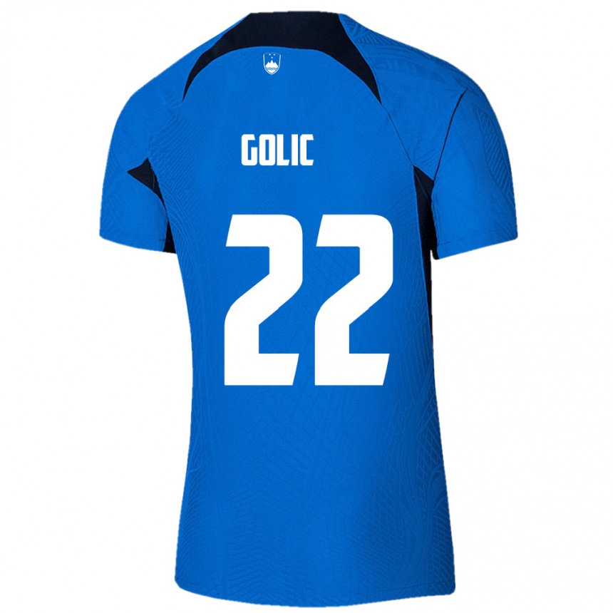 Kids Football Slovenia Tilen Golic #22 Blue Away Jersey 24-26 T-Shirt Za