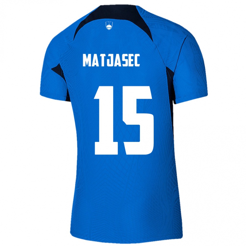 Kids Football Slovenia Miha Matjasec #15 Blue Away Jersey 24-26 T-Shirt Za