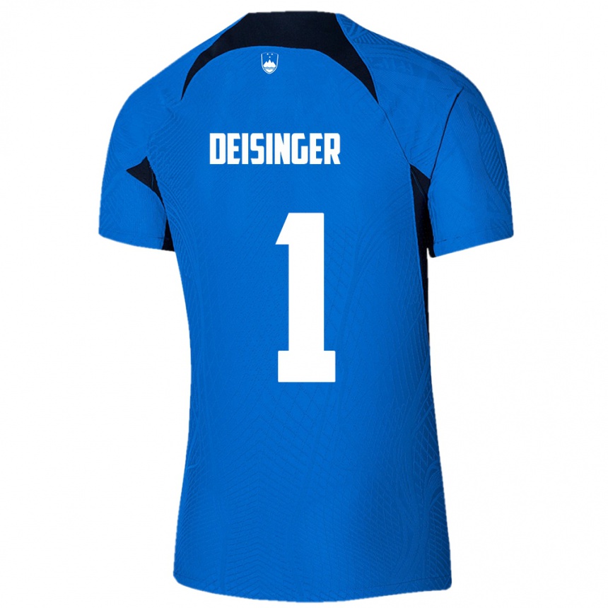 Kids Football Slovenia Nik Deisinger #1 Blue Away Jersey 24-26 T-Shirt Za